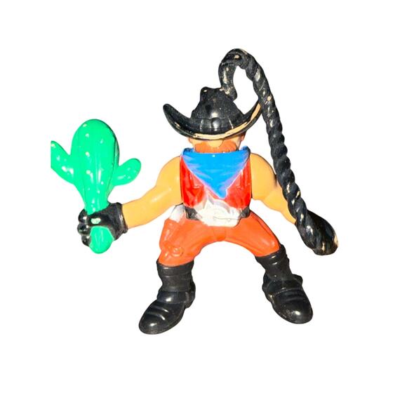 Vtg 1996 Fisher-Price Great Adventures Outlaw Cowboy Figure Green Cactus Rope - Picture 5 of 5